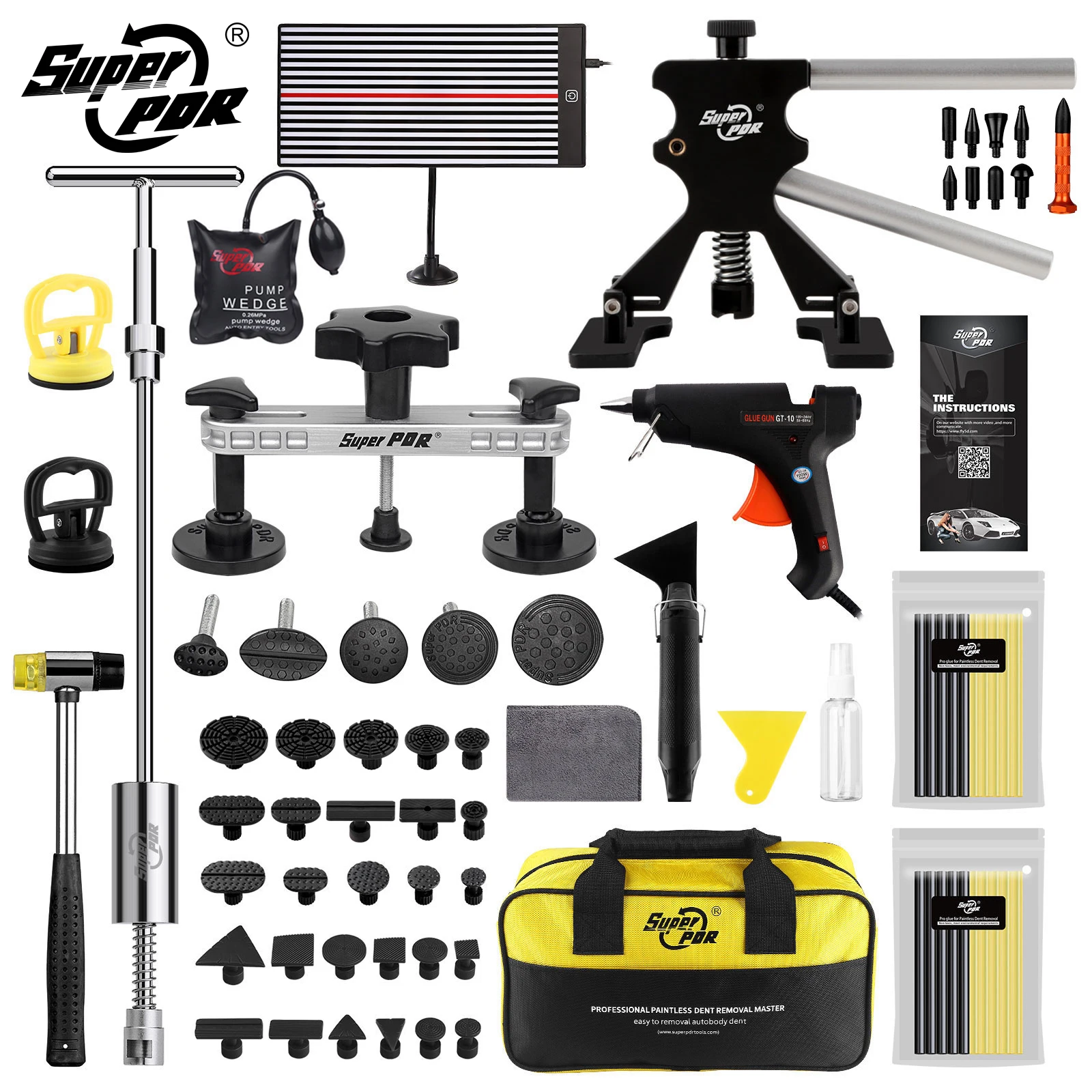 Uitdeuken Tool Set, Gereedschap Verfloze Body Reparatie Trekker Voor Auto Oppervlak Dent Reparatie En Bump Hagel Reparatie Tools Auto Ding Reparatie Handgereedschap Dent Removal Puller Sets