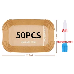 Versatile Large Disposable Air Fryer Liners - Rectangular Parchment Paper (50PCS and Brush)