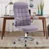 High Back Fabric Office Chair Purple, Velvet Executive Desk Chair With Flip-Up Arms, Ergonomic Office Chairs With Lumbar 1