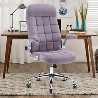 High Back Fabric Office Chair Purple, Velvet Executive Desk Chair With Flip-Up Arms, Ergonomic Office Chairs With Lumbar 1