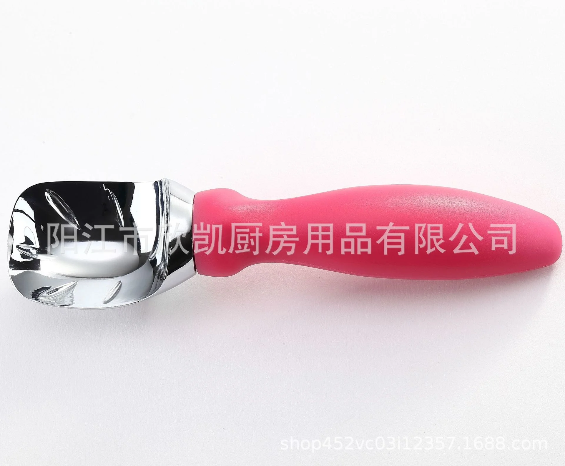 Pink plastic PP handle zinc alloy electroplating high-quality ice cream spoon