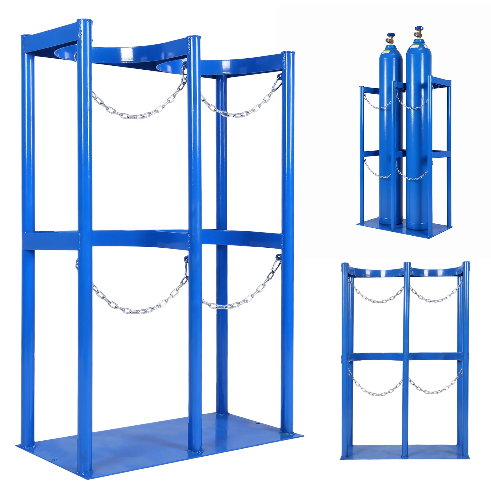 40L Gas Cylinder Organizer Shelf with Protective Chain Metal Gas Cylinder Fixing Bracket for School Laboratory Hospital