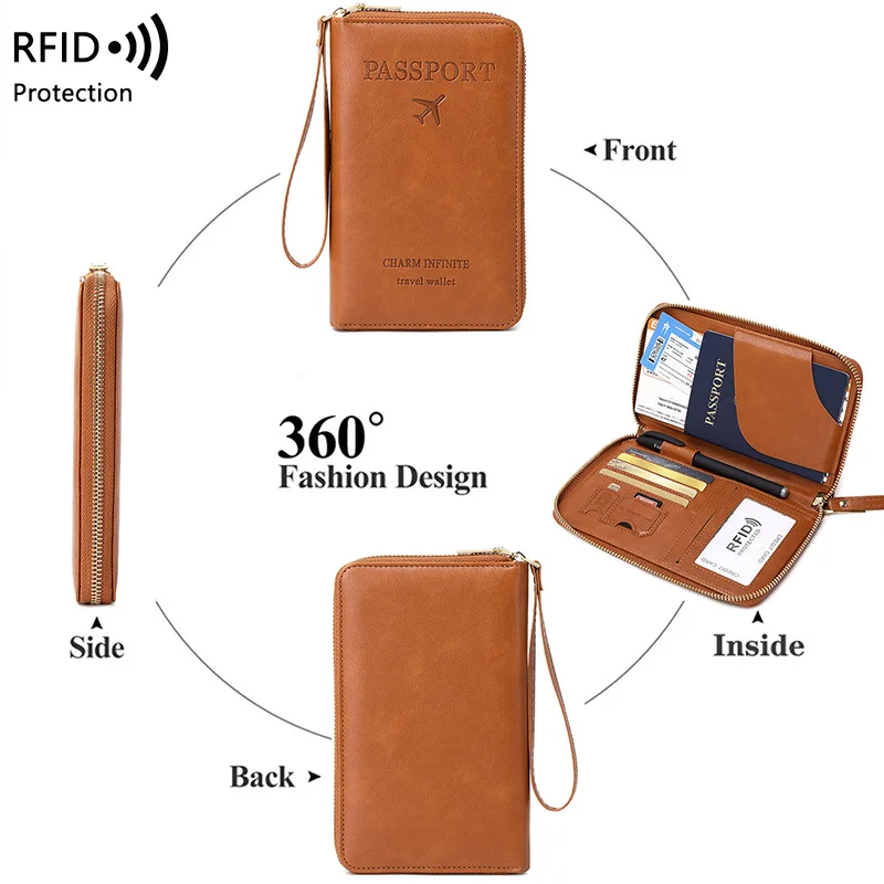 Lot De 2 Porte-passeport KHIM En Cuir Avec Protection RFID - Noirs