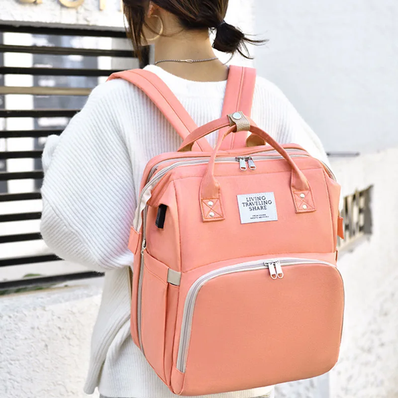 New Usb Foldable Crib Bag Korean Edition High Quality Handheld Shoulder Large Capacity Mommy Bag Lightweight Mother And Baby Bag