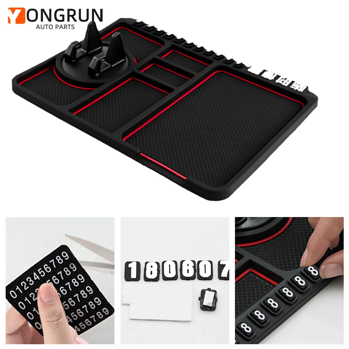 Multi Functional Car Anti Slip Pad With Car Phone Holder And Storage Pad Suitable For Storing Phone Keys And Small Tools