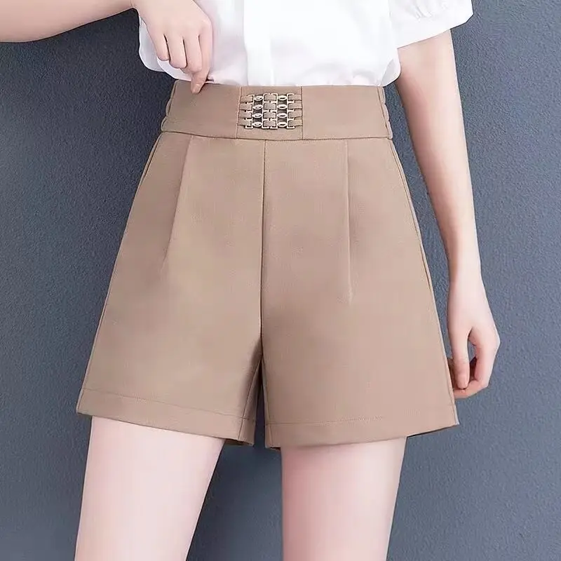 

Summer Women's Casual Skirt Shorts Elastic High Waist Solid Loose Ice Silk Bottoms Koreon Fashion Oversize Sports Short Pants