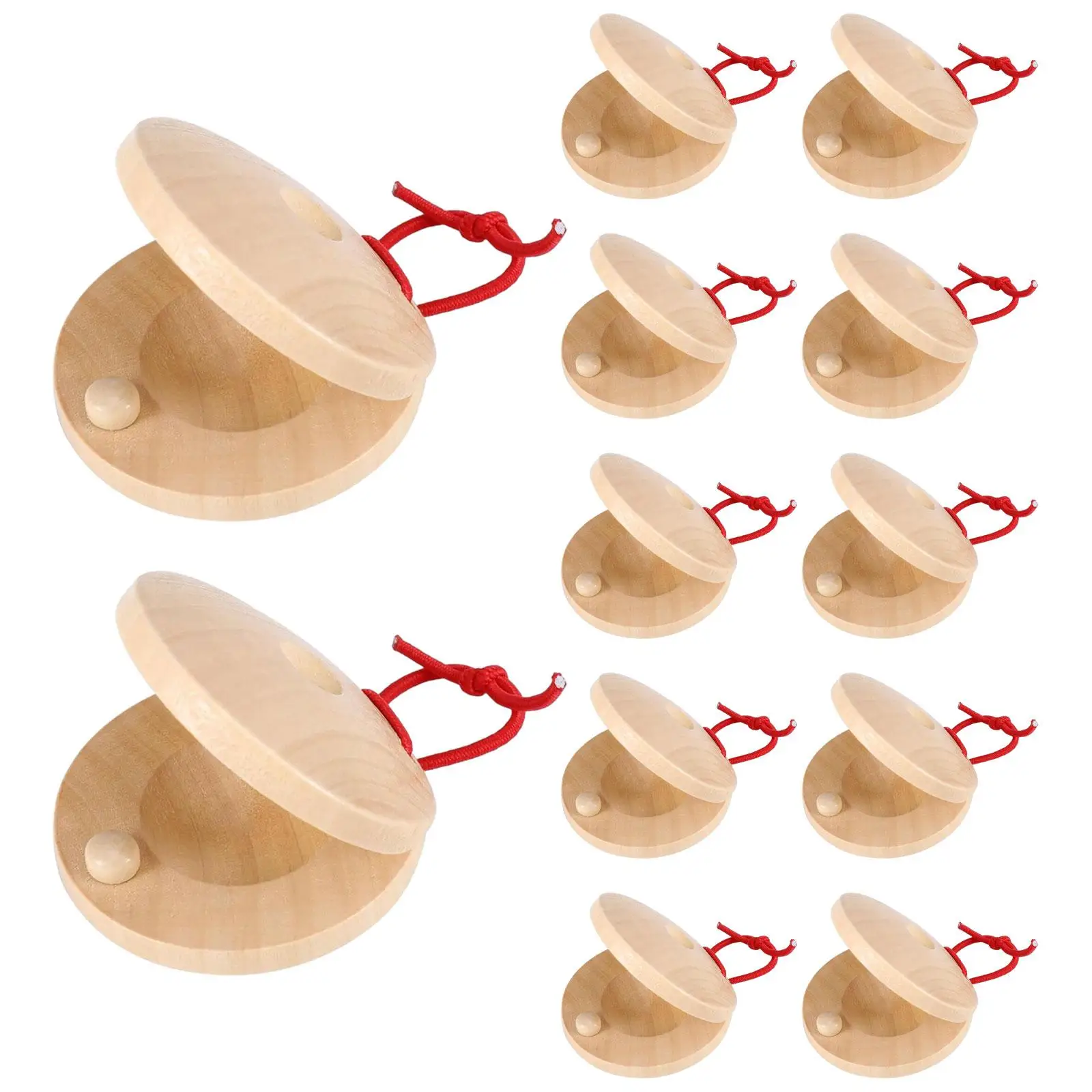 12x Hand Finger Castanets Wooden Percussion Instrument for Kids Girls Boys