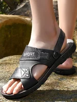 Sandales en cuir pour hommes, chaussures de plage tendance pour l'été, baskets décontractées tendance pour hommes, sandales antidérapantes à bout ouvert, chaussures pour hommes 2