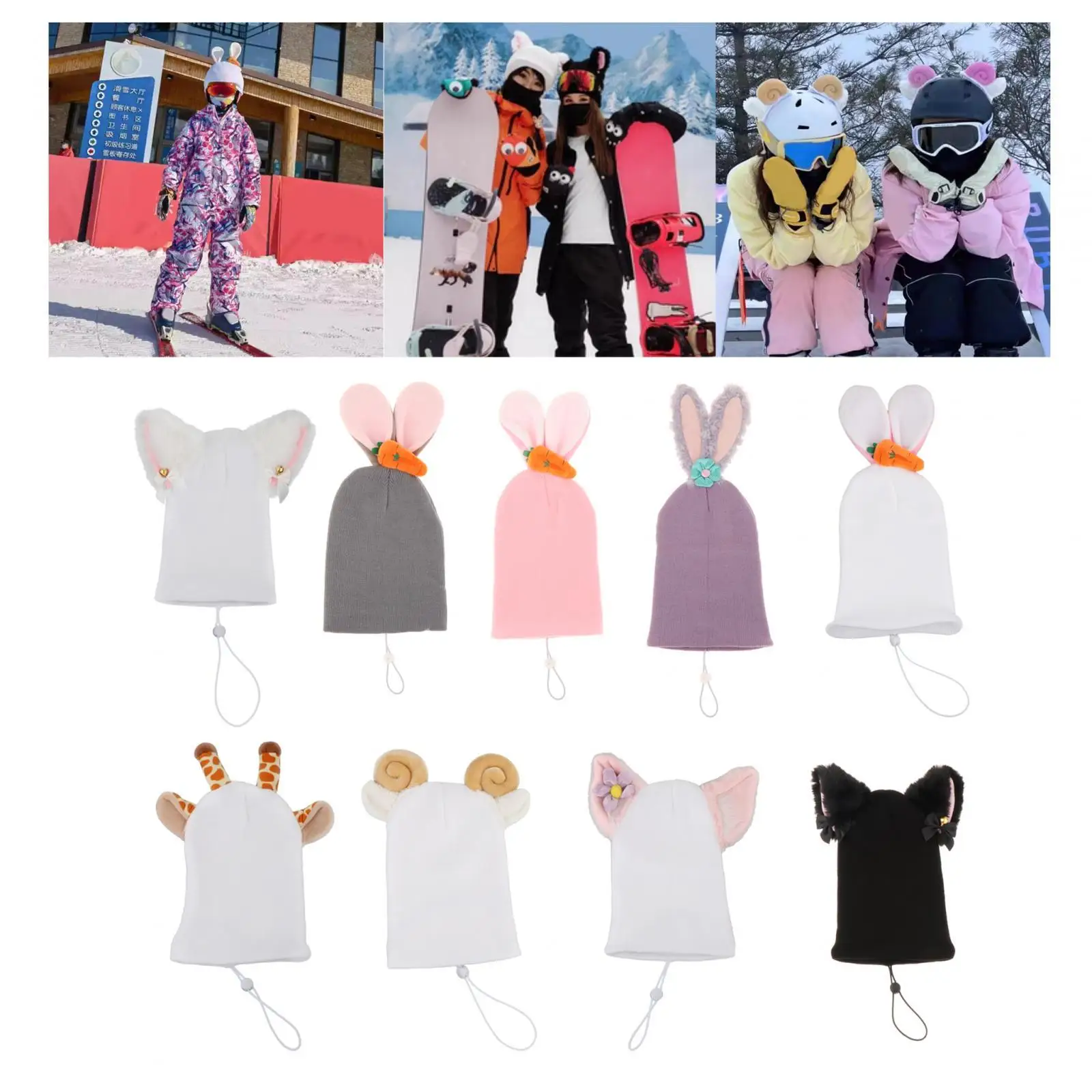 

Cartoon Snow Ski Helmet Cover Knitted Cap Decor Winter Outdoor Sports Ski Helmet Decoration for Women Men Snowboard