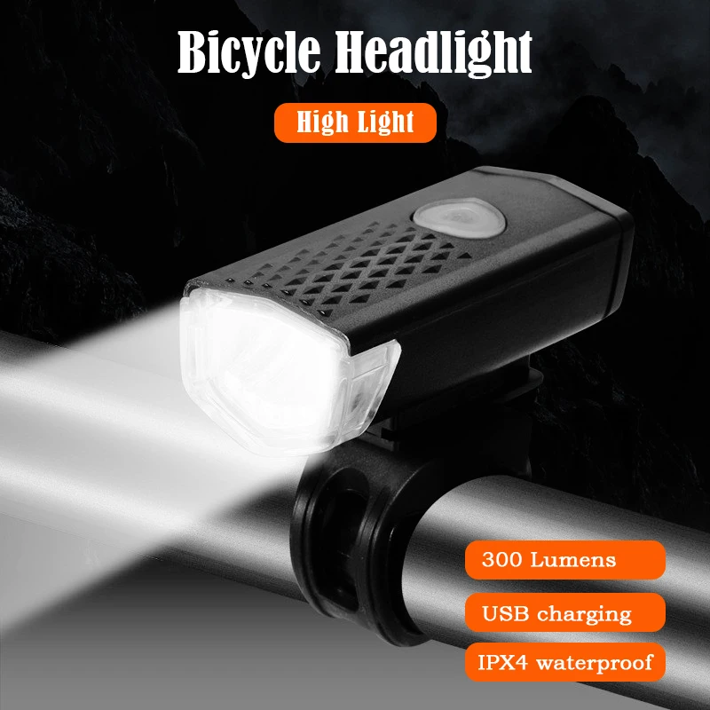 LEDBicycleFrontLight300lumensHeadlightRoadCyclingLampWarning