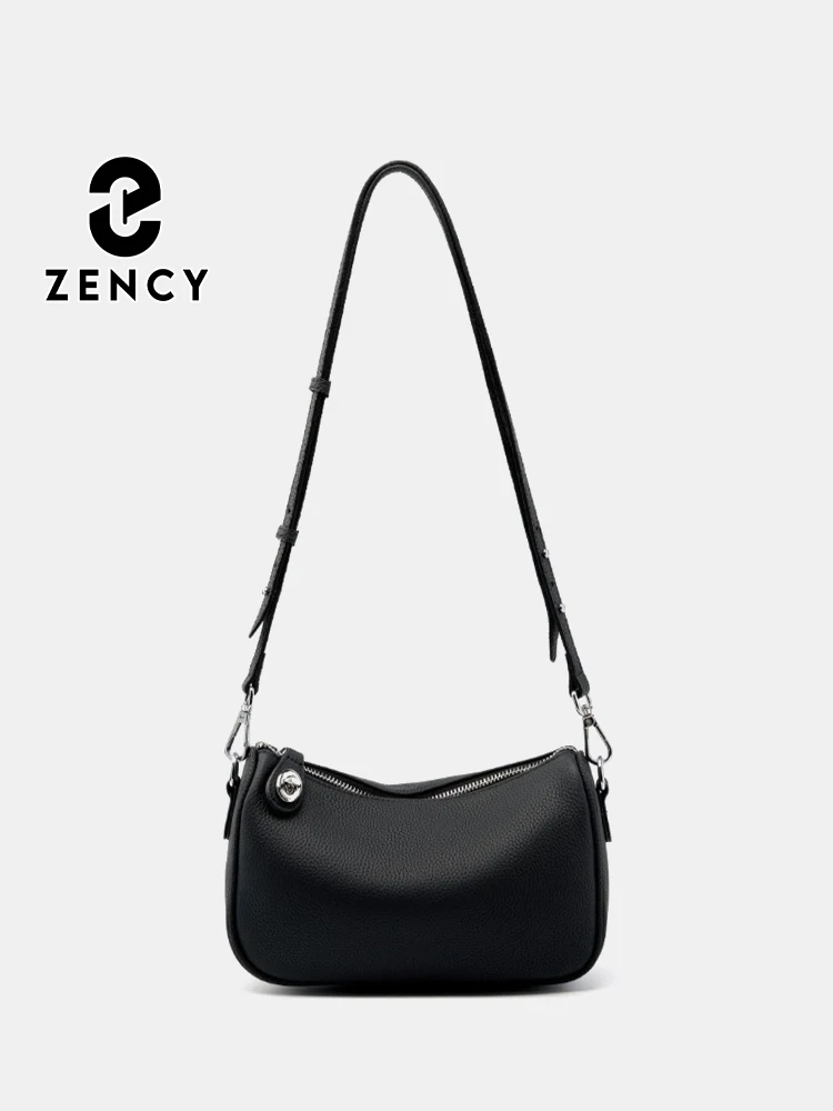 Zency Women's Soft Genuine Leather Shoulder Bag Roomy Hobo Bags Handbag Black Khaki Crossbody Simple Fashion Bags