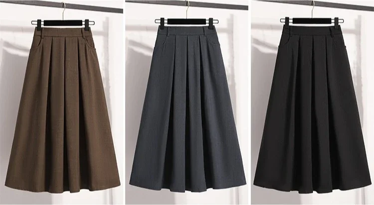 Einfarbiger, vielseitiger mittellanger Rock, plissiert, A-Linie, Maxikleid, Hüfte, Frühling, Sommer, neuer 2026-Stil, halblanger Rock – Detail 7