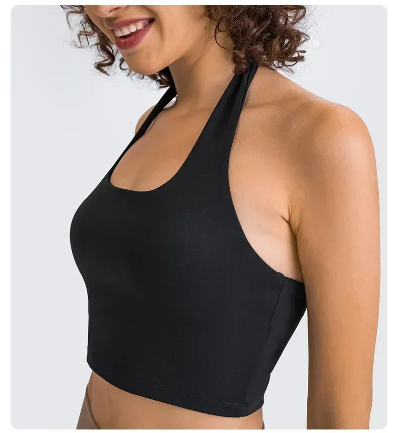 Halter Neck Sport Bra Backless Sexy Underwear Women Yoga Top Gym Push Up Brasier Run Workout Bralette Fitness Crop Lingerie