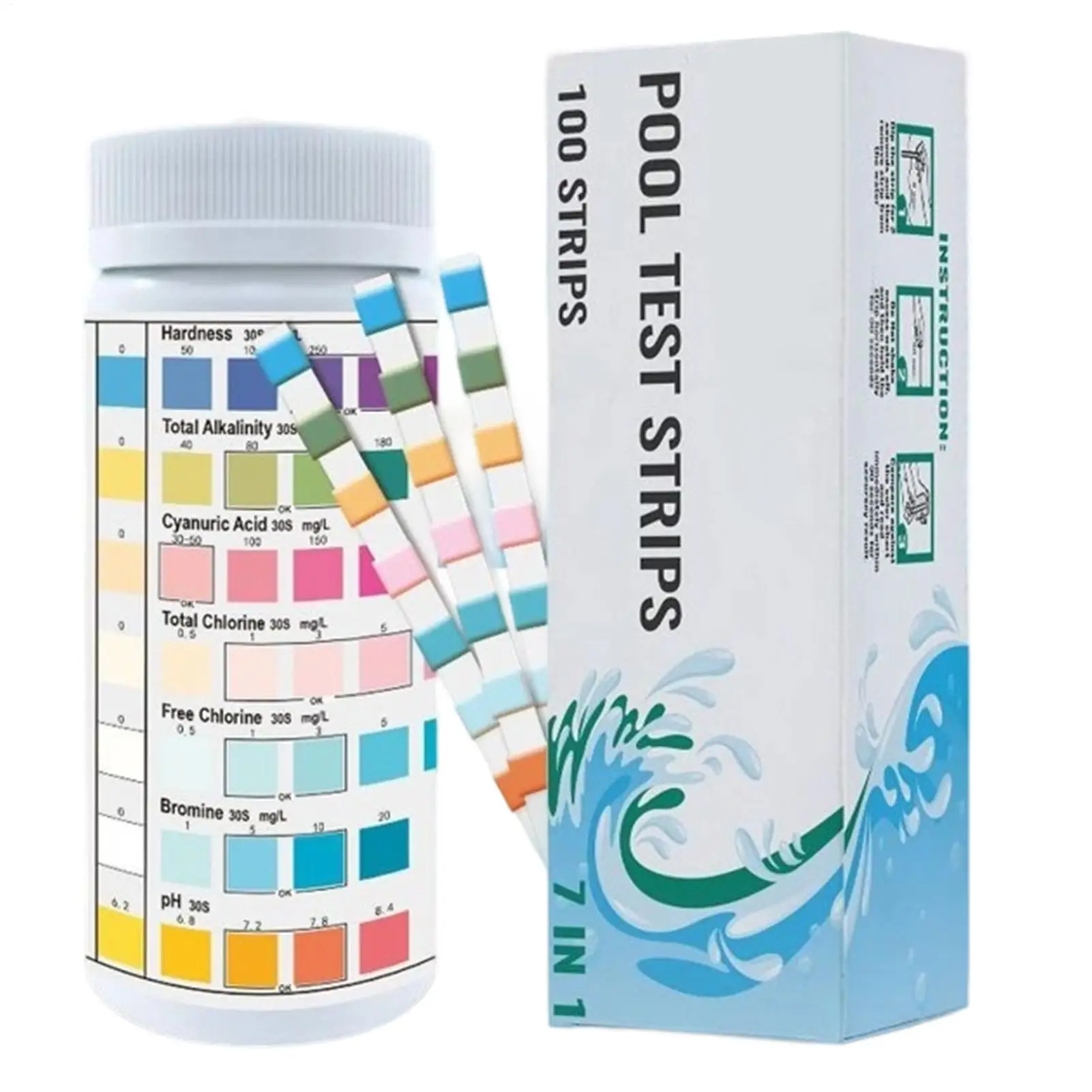 100 Pcs Pool Testing Strips Hot Tub Water Ph Test Strips SPA Swimming Pool Water Tester Paper for Backyard Pool