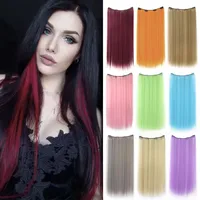 Extension de cheveux à clips colorée de 22 pouces pour femmes, longue perruque synthétique résistante à la chaleur, facile à porter, quotidien/festival 5