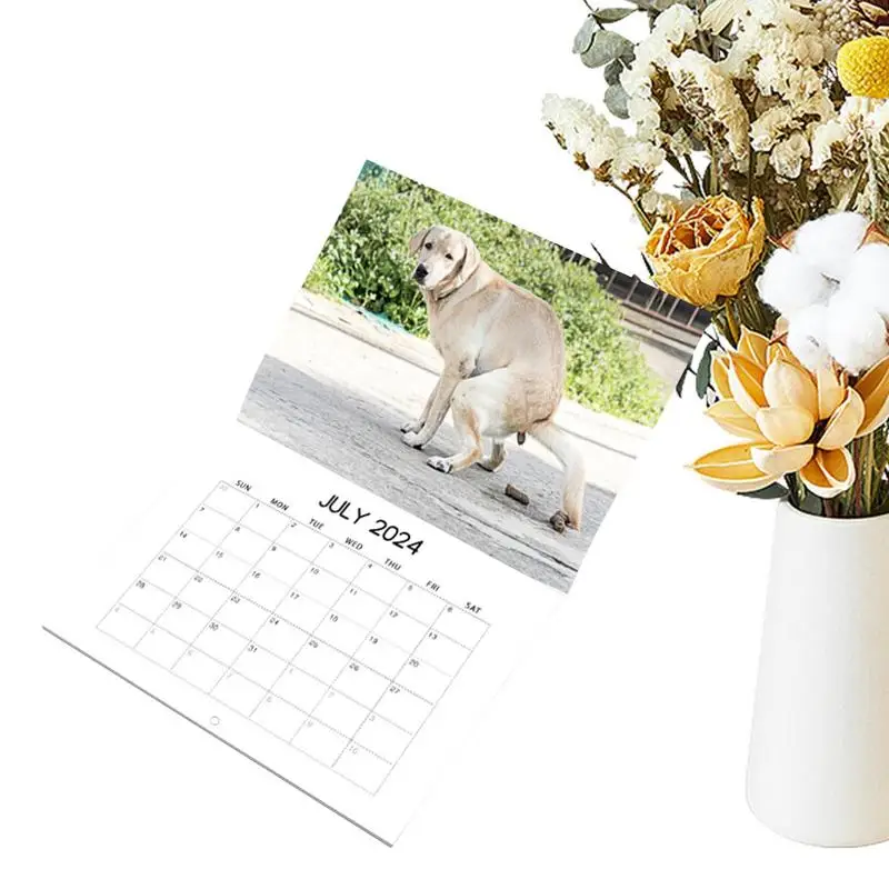 

Monthly Calendar Dog Pooping Monthly 2024 Wall Calendar Funny Hangable Paper Calendar For Home Hostel Living Room Hotel Bedroom