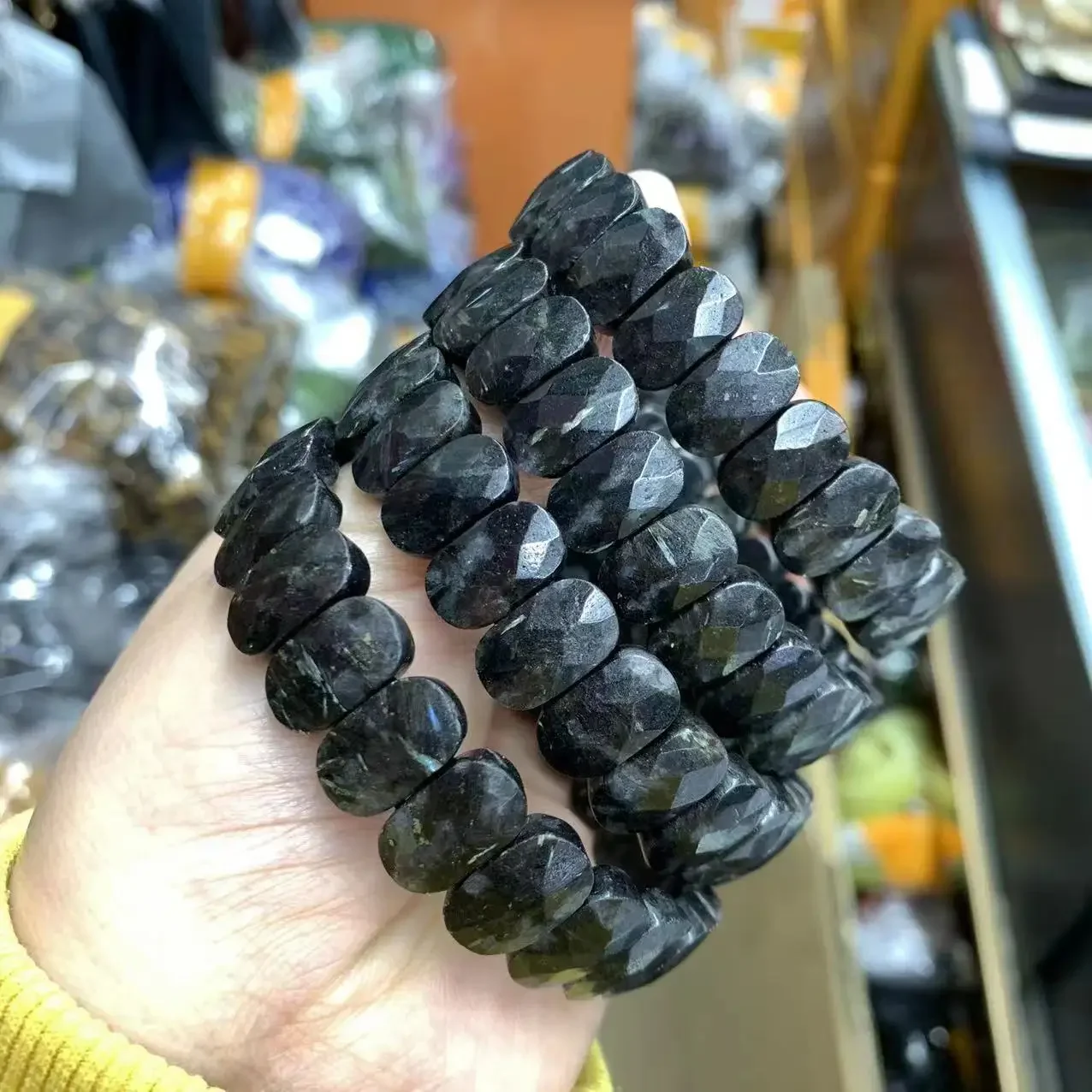 

Новые бусины из камня астрофилллит горнбланде Arfvedsonite, браслет из натурального драгоценного камня, ювелирный браслет для подарка, оптовая продажа!