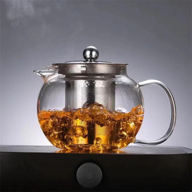 Tetera Para Cocina Fuego Tetera Cristal 1.5L Con Infusor - Vidrio Borosilicato, Apta Cocina Tetera Té Hierbas