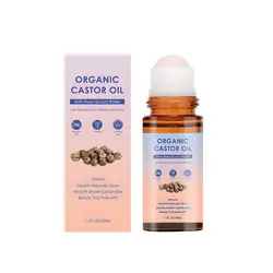 Luxurious Organic Castor Oil with Rose Quartz Roller - 50ml Cold Pressed & Hexane Free for Body, Hair & Eyelash Nourishment (B)