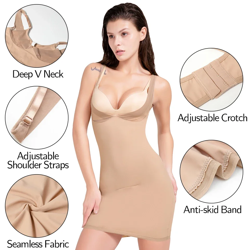 Vaslanda Shaperwear Seamless Full Slips Under Dresses Tummy Control Underskirts Slimming Underwear Smooth Camisole Body Shaper
