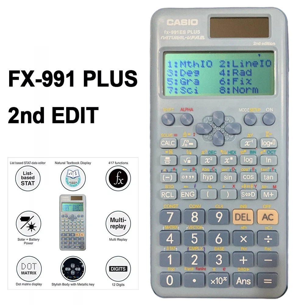 Scientific Calculator FX-991ES PLUS Solar Portable Student Tool For Math Teaching