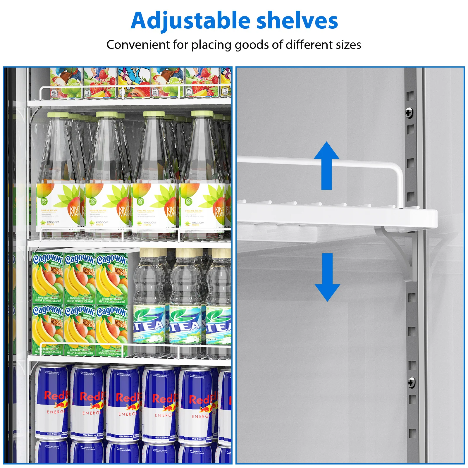 Commercial Refrigerators With Glass Door and Soft Led Light, Display Refrigerator Upright Fridge With 3 Adjustable Shelves 5