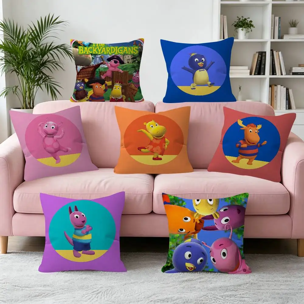 Playful Backyardigans Decorative Throw Pillow Cover - Cozy Square Accent
