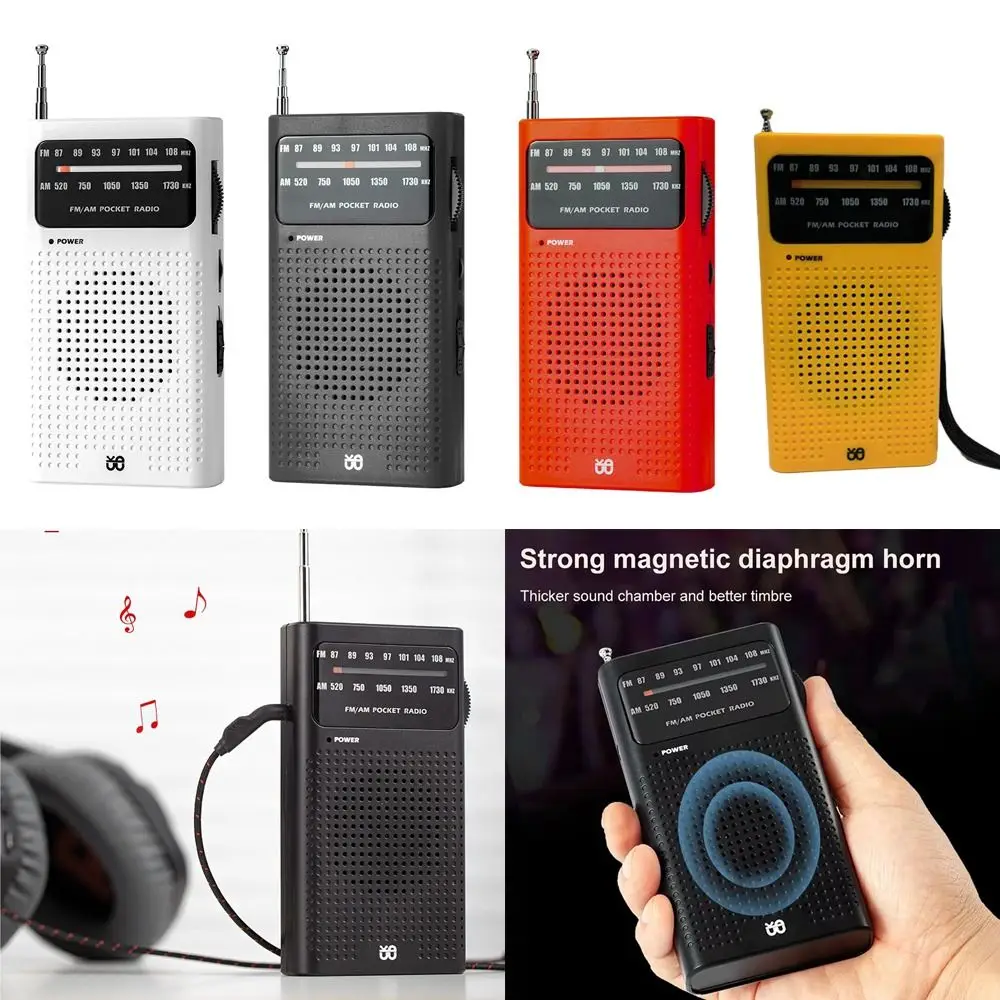 W-908 FM AM 라디오 Hifi 아날로그 소형 풀 밴드 라디오 내장 스피커 휴대용 포인터 라디오 노인 홈 워킹 용품