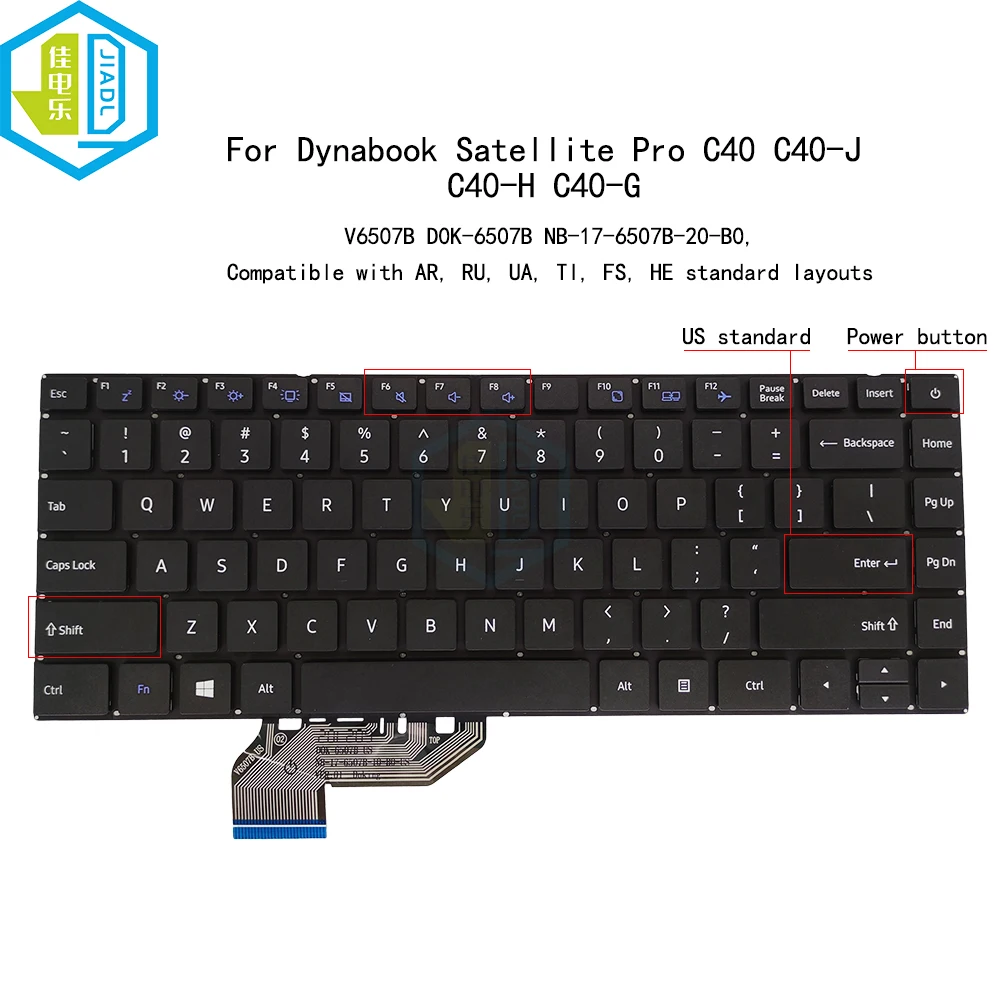 Russo Espanhol Francês Teclado Satellite Pro V6507b Dok-v6507b C40-g10p C40-j14250 C40-h-103 Dynabook C40-j C40-h us - Imagem 4