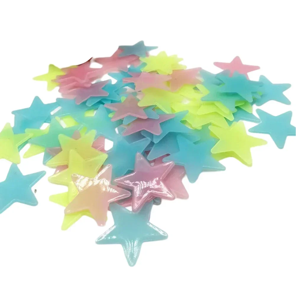 100Pcs Luminous 3D Stars Glow In The Dark Wall Stickers for Kids Baby Bedroom Ceilings Home Decor Fluorescents Star Stickers