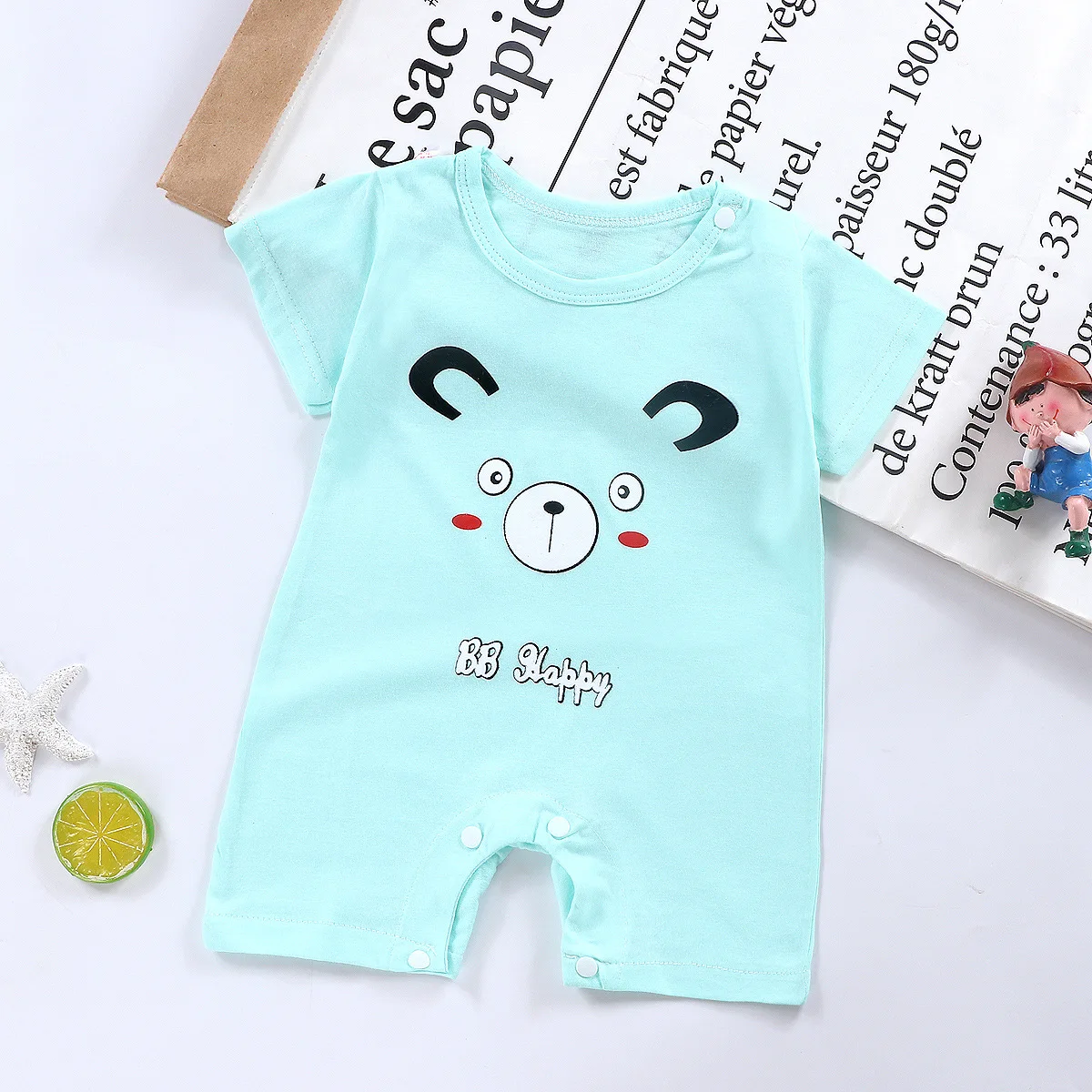 Newborn Baby Boys Girls Cartoon Cotton Kids Rompers Summer Children Infant Body Short Sleeve Girl Jumpsuit Printed Baby Clothes cheap baby bodysuits	 Baby Rompers