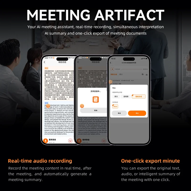 AI 102 Smart AI Phone Assistant Language Voice Translator Bluetooth Portable Audio Photo Recognition Translation
