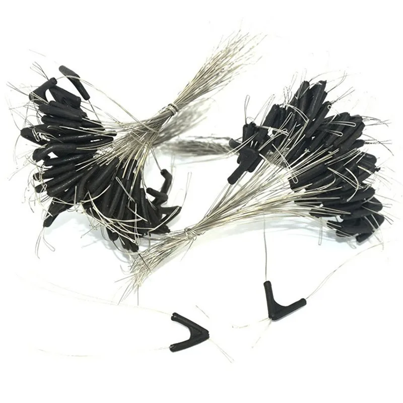 50pcs Double Hooks Fishing Line Space Bifurcation Eight Type Swivel Tying Tool