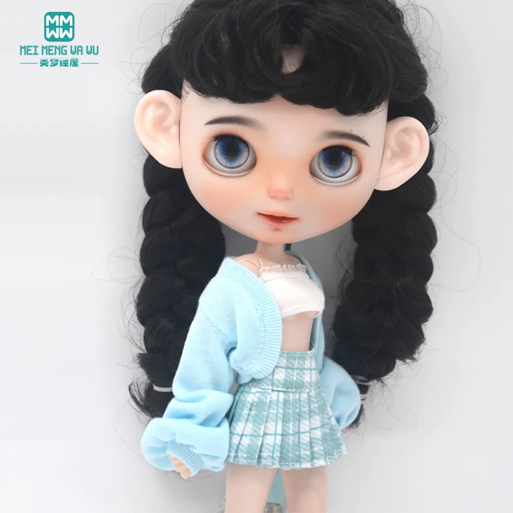 Fashion New Puff Sleeve Knit Jacket Set for Blyth Doll Azone OB23 OB24 Doll Accessories