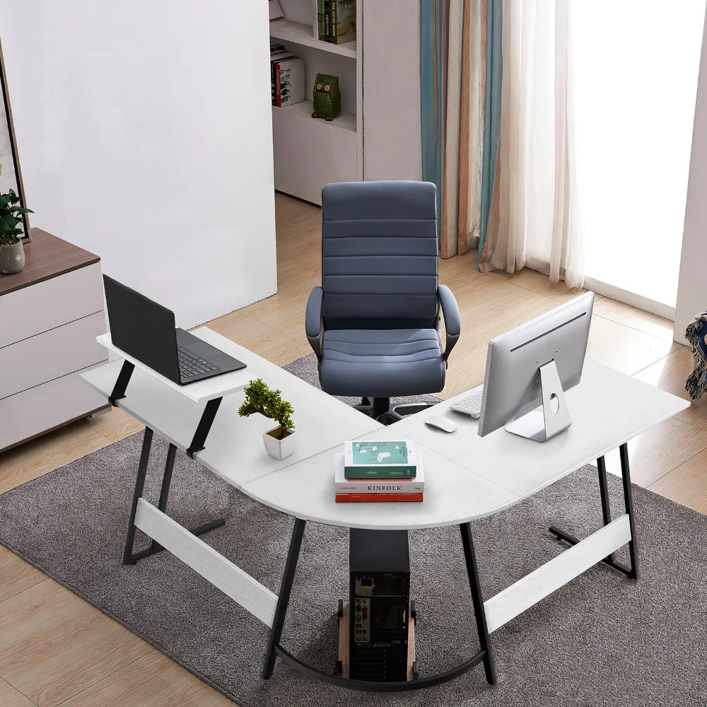 Vineego LShaped Computer Desk Modern Corner Desk with Small Table