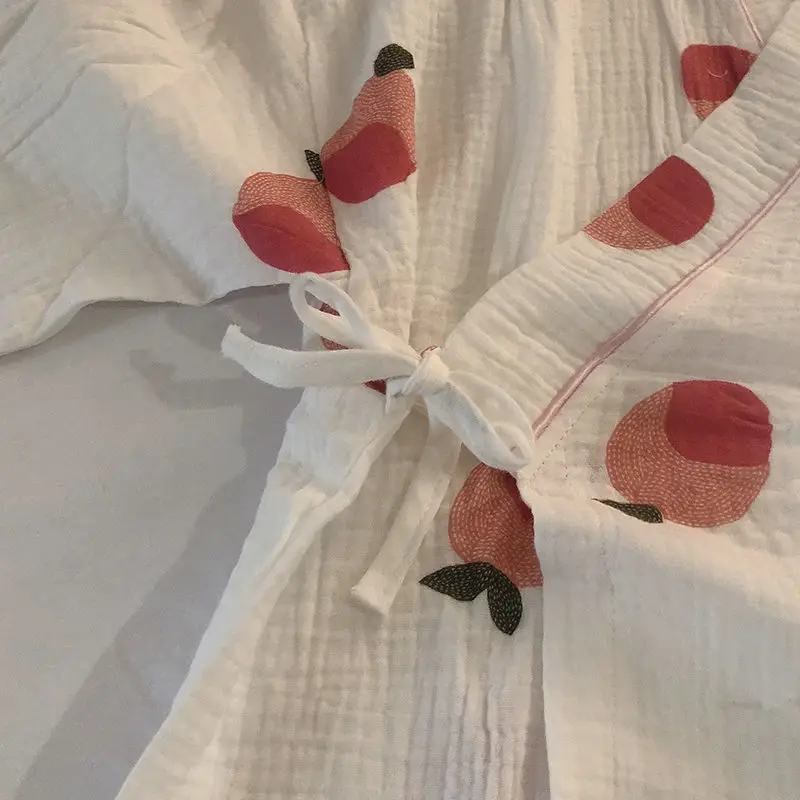Kimono pajamas women's spring and autumn pijama mujer long-sleeved pyjama pour femme 2023 new cute peach home clothes
