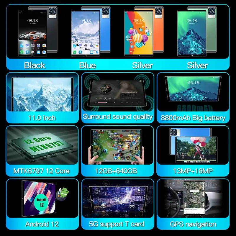 11inch Tablet S29 5G 12GB+640GB Android12 Tablet PC 8800MAh MTK6797 WiFi Bluetooth Google Play GPS Touch Screen Tab