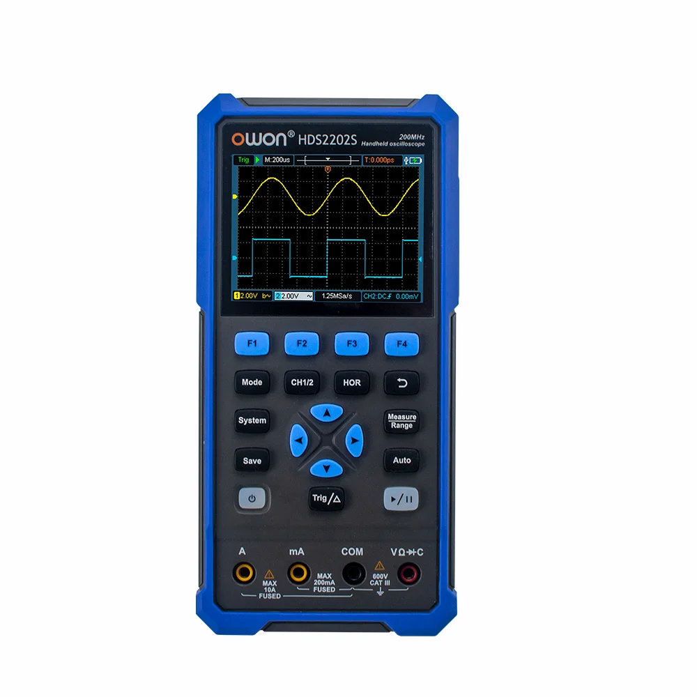 OWON HDS2202S Digital Oscilloscope 2 Channels 200Mhz Bandwidth Portable 3 in 1 USB Osiclloscopes + Multimeter+Waveform Generator digital oscilloscope,color screen oscilloscope