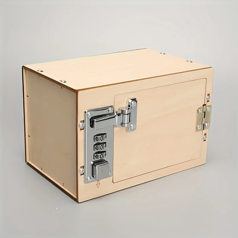 DIY Wooden Mechanical Combination Lock Box Kit Science Model Uncharged Natural Wood ConstructionNo Battery Required 5