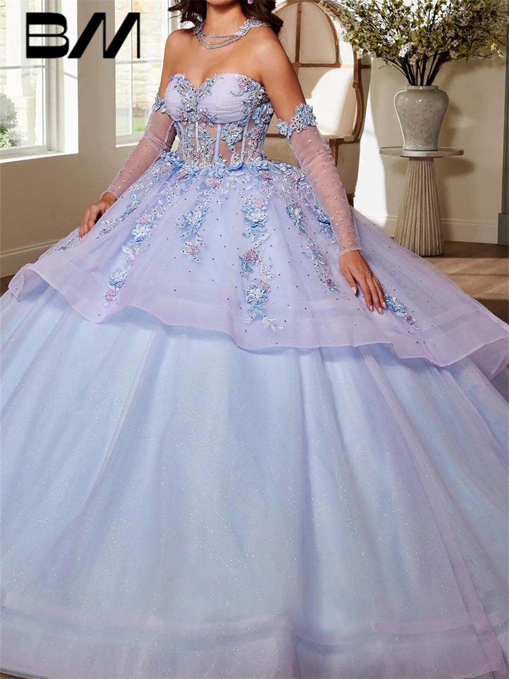 

Beaded Crystal Quinceanera Dress 2023 Bow Princess Ball Gown Vestidos De 15 Quinceañera Sweet 15 Dresses Evening Party Gown
