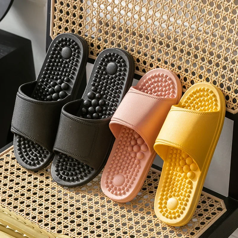 Unisex Acupressure Slippers - Summer Cloud Foam Indoor Slides with Non-Slip Sole, Breathable Massage Sandals for Bathroom/Shower