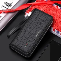 WilliamPOLO Wallet Men's Long Leather Anti-theft Swipe Bag Large Capacity Multifunctional Card Holder Wallet Simple Hand Bag 1