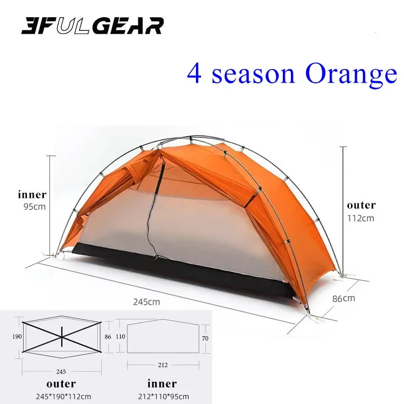 3F UL TAICHI 1 Person No-See-Um 3 Season/4 Season Camping 15D Silicon Coated Tent
