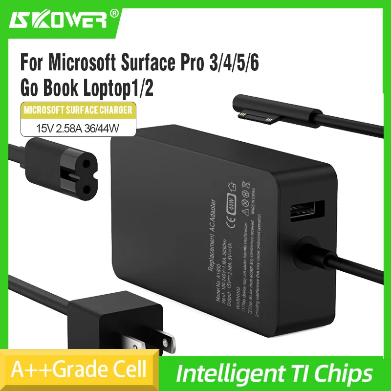 Nuova Ricarica Rapida 44W 15V Per Microsoft Surface Pro3 Pro4 Pro5 Pro6 Surface Go1/2 Surface Book 1/2 Surface Loptop1/2 Dual Charging