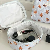 Sac à couches pour bébé avec imprimé ours mignon, trousse de maquillage pour maman, trousse de toilette pour femme, sac de rangement de grande capacité, organiseur de couches 6