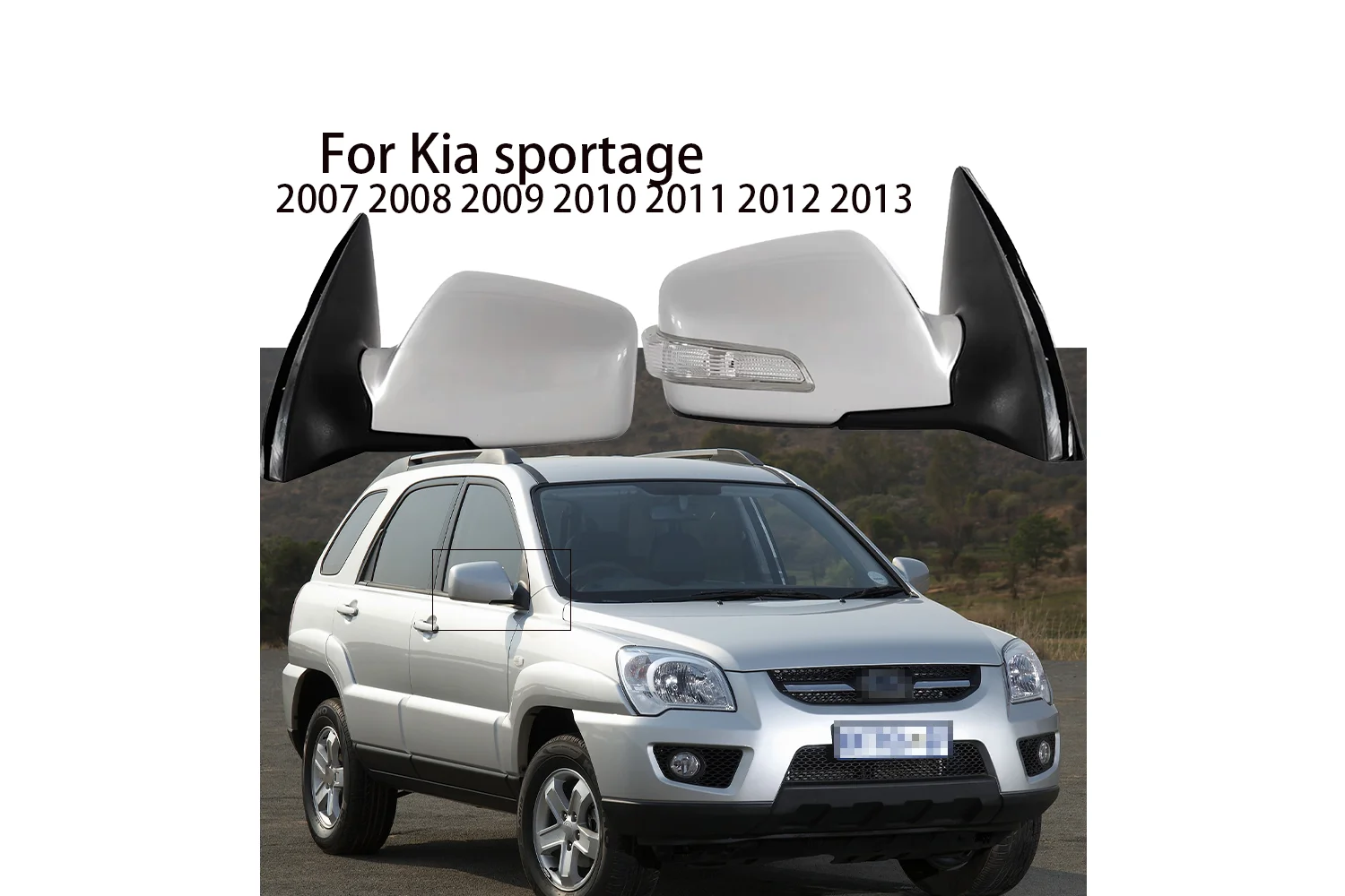 

Car side mirror assembly for Kia Sportage 2007-2013 Electric adjustable lens heating LED turn signal 5/6 line