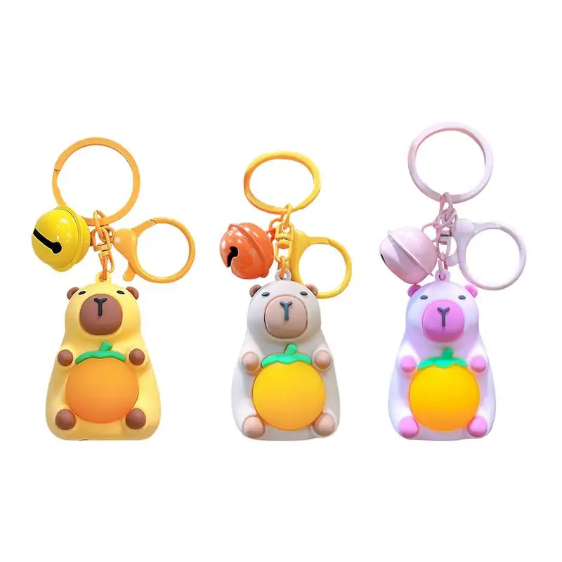 

Luminous Capybara Car Keychain PVC Alloy Automotive Night Light Key-Ring Bag Pendant Cute Animal Key Chain For Cars Accessories