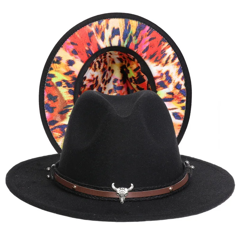 Leather Cowboy Hats Ribbon Fedora Hat 
