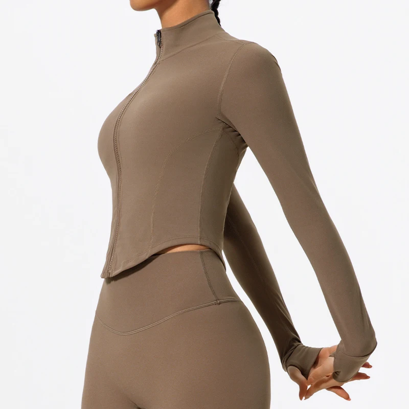 Hearuisavy Women's Ultra-Soft Casual Tight Sports Jacket Female Zipper Yoga Clothes Quick-Dry Long Sleeve Sportswear Woman - תמונה 2