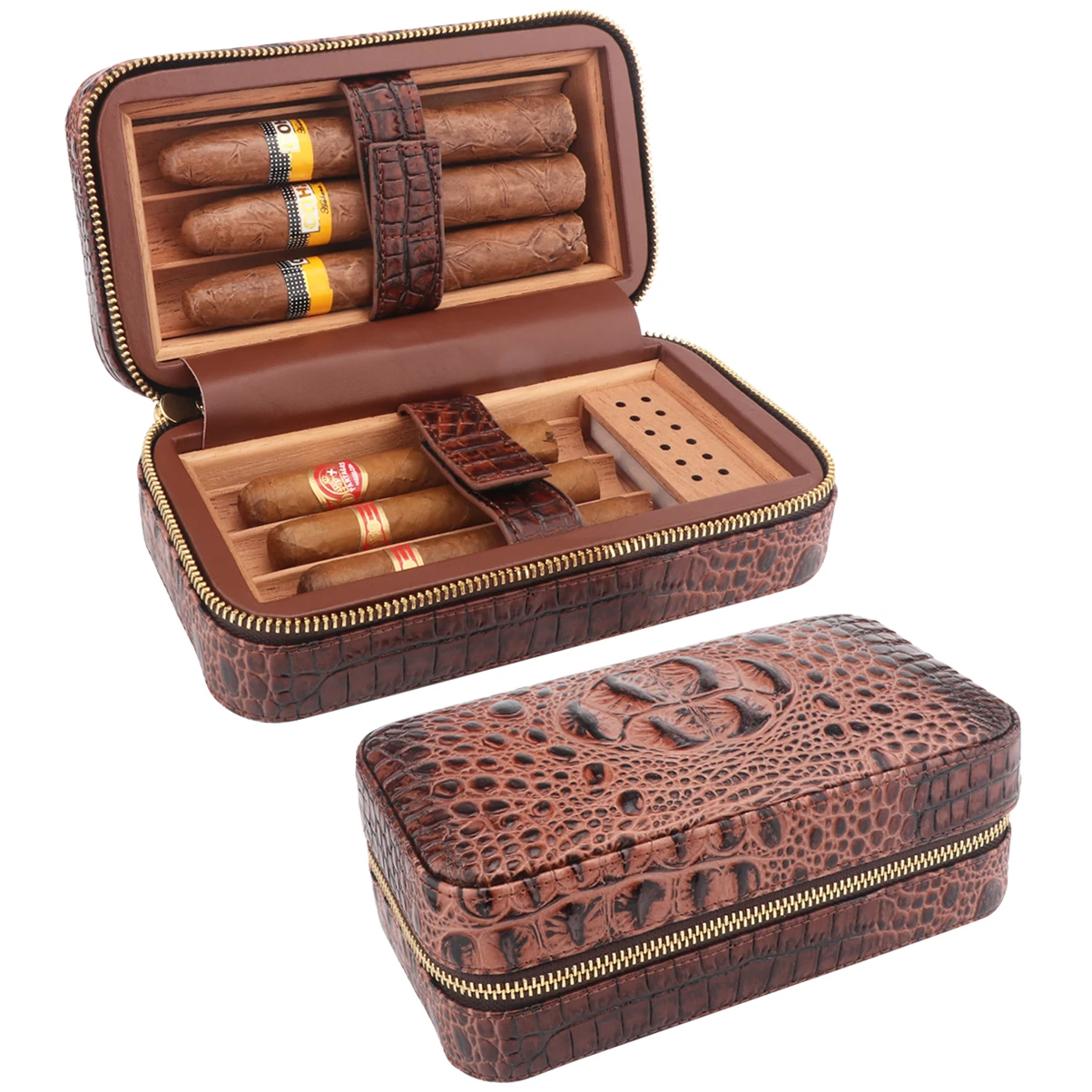 

Xifei Travel 6 Slots Leather Cigar Humidor Case Cedar Wood With Humidifier&Dropper Portable Smoking Accessories For COHIBA